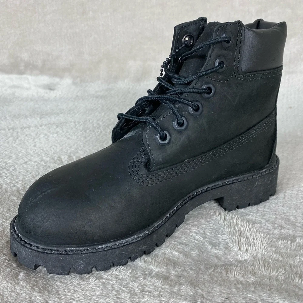 Timberland Premium 6 inch Kids Boys Boots Size 13‎ Black Nubuck Waterproof NEW